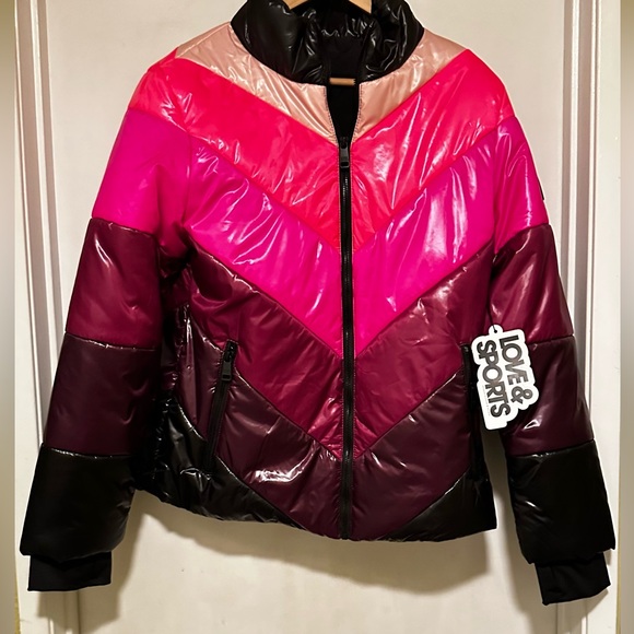 Chevron pink parka zip front Love & Sports Medium 8/10 - Picture 6 of 7